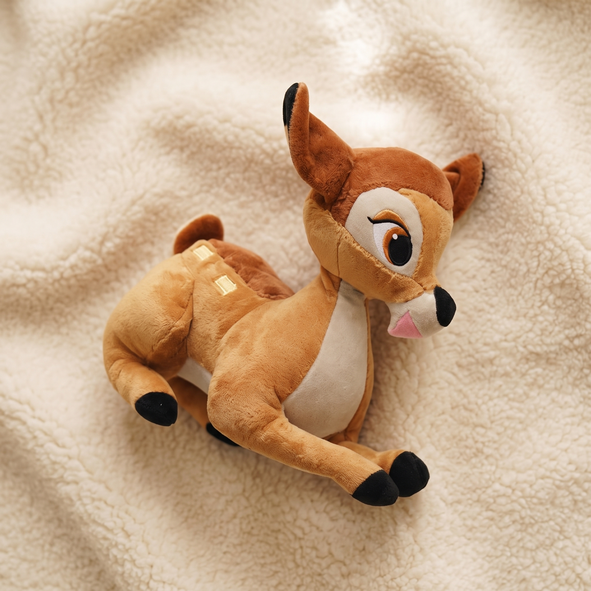 Peluche Faon Bambi 15cm Assis - Détail matière