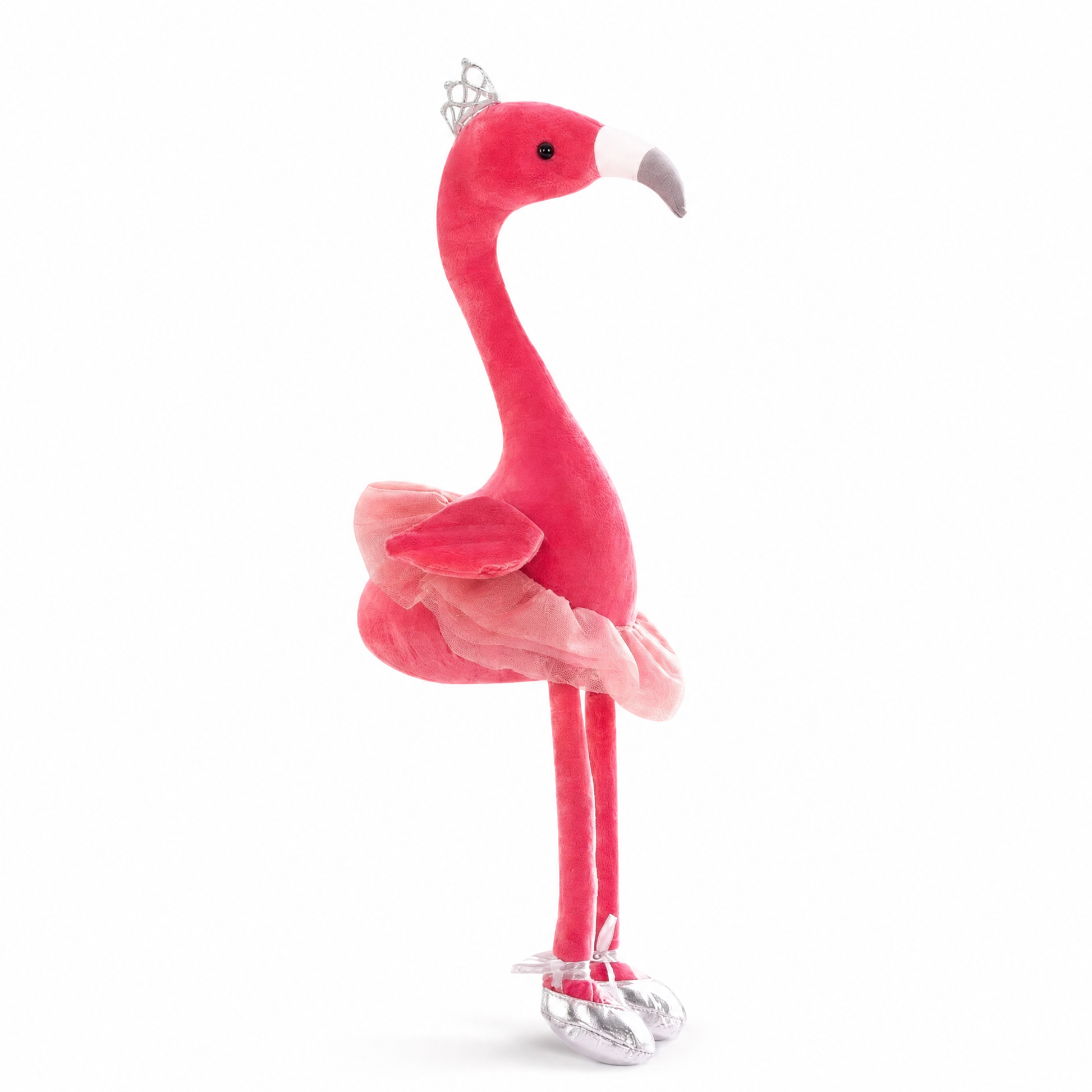 Peluche Flamant Rose 35cm Couronne Douce - Fond blanc frontal