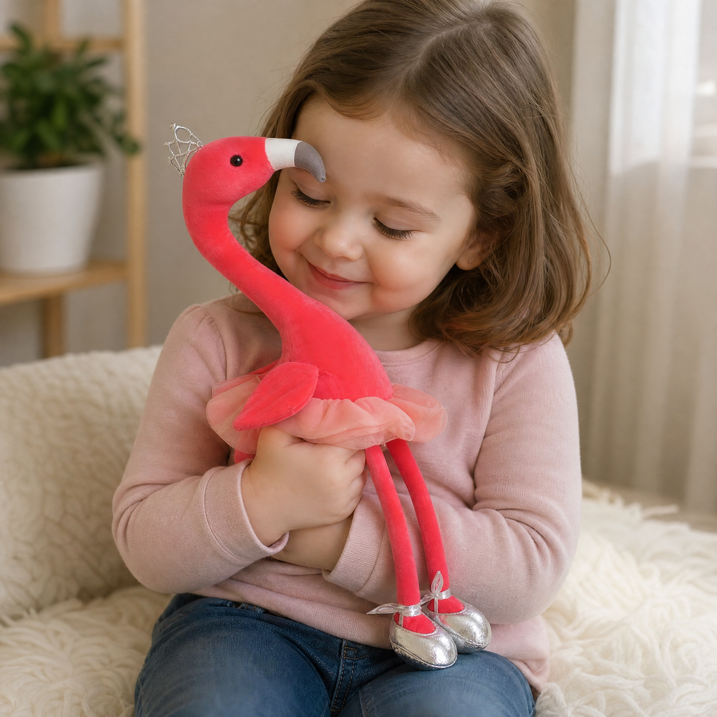 Peluche Flamant Rose 35cm Couronne Douce - Utilisation cosy intérieur