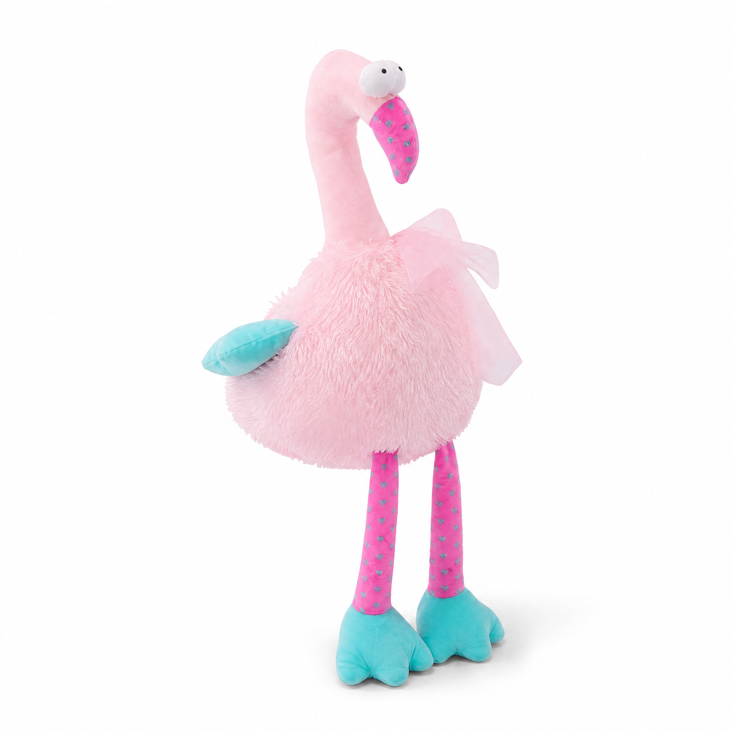 Peluche Flamant Rose Colorée - Fond blanc frontal