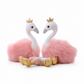 Peluche Flamant Rose Couronne Dorée - Fond blanc frontal