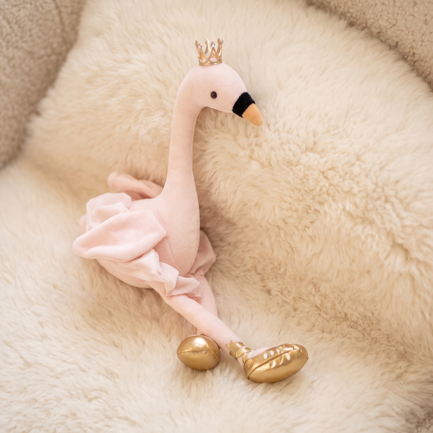 Peluche Flamant Rose Danseuse Tutu Blanc 35cm - Détail matière