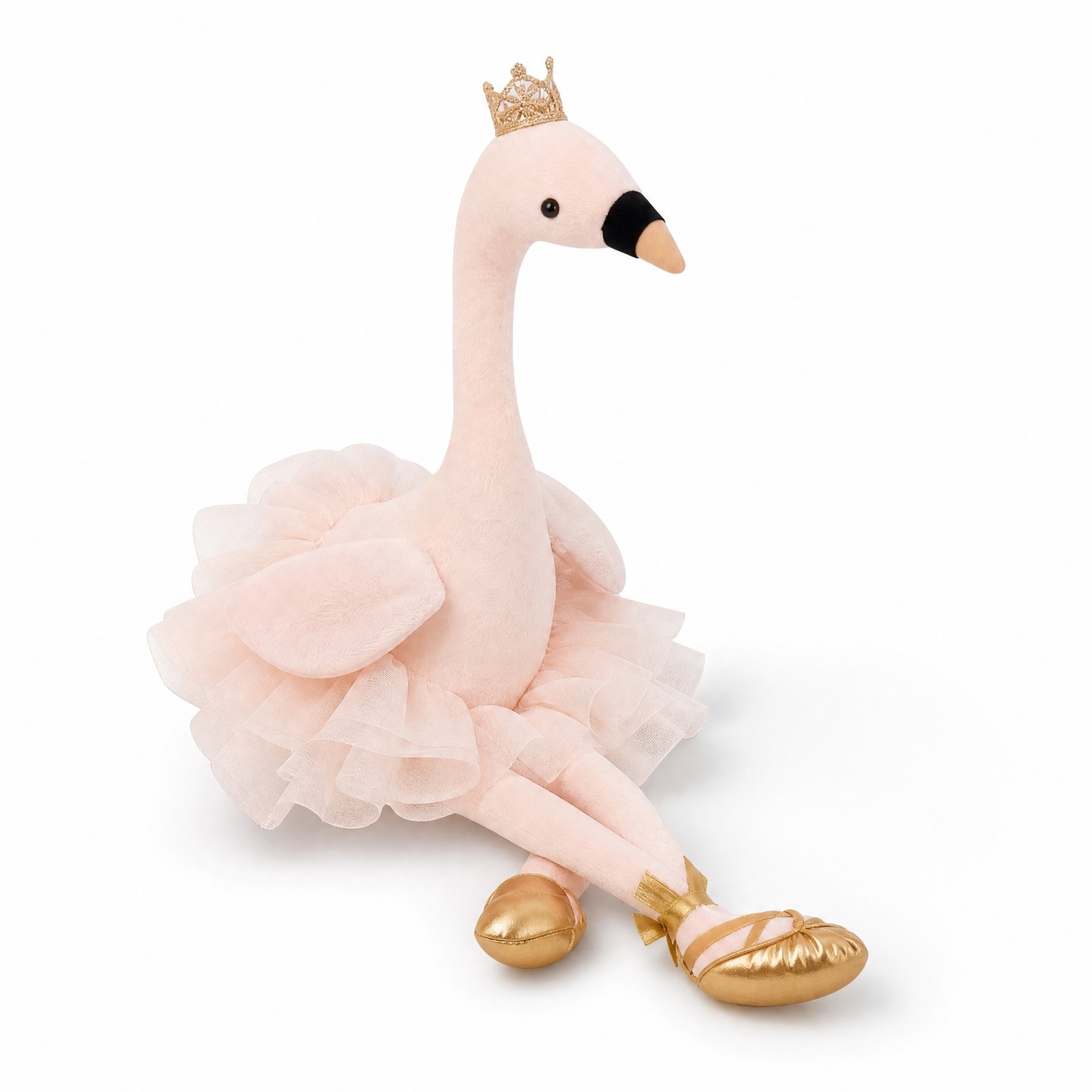 Peluche Flamant Rose Danseuse Tutu Blanc 35cm - Fond blanc frontal