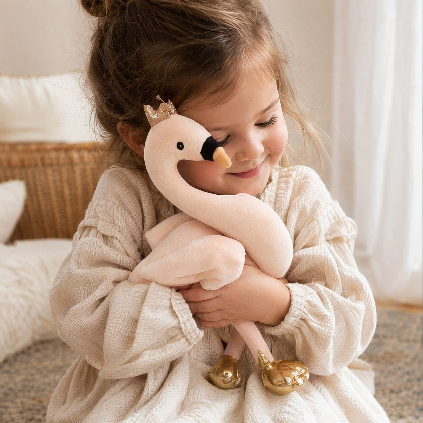 Peluche Flamant Rose Danseuse Tutu Blanc 35cm - Utilisation cosy intérieur