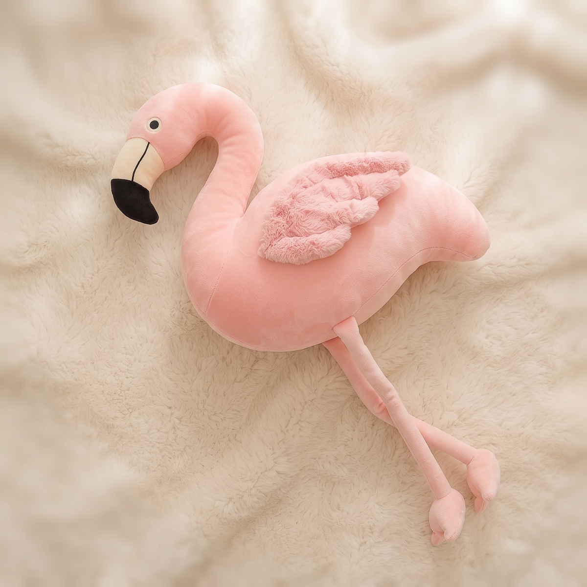 Peluche Flamant Rose Déco Géante - Détail matière