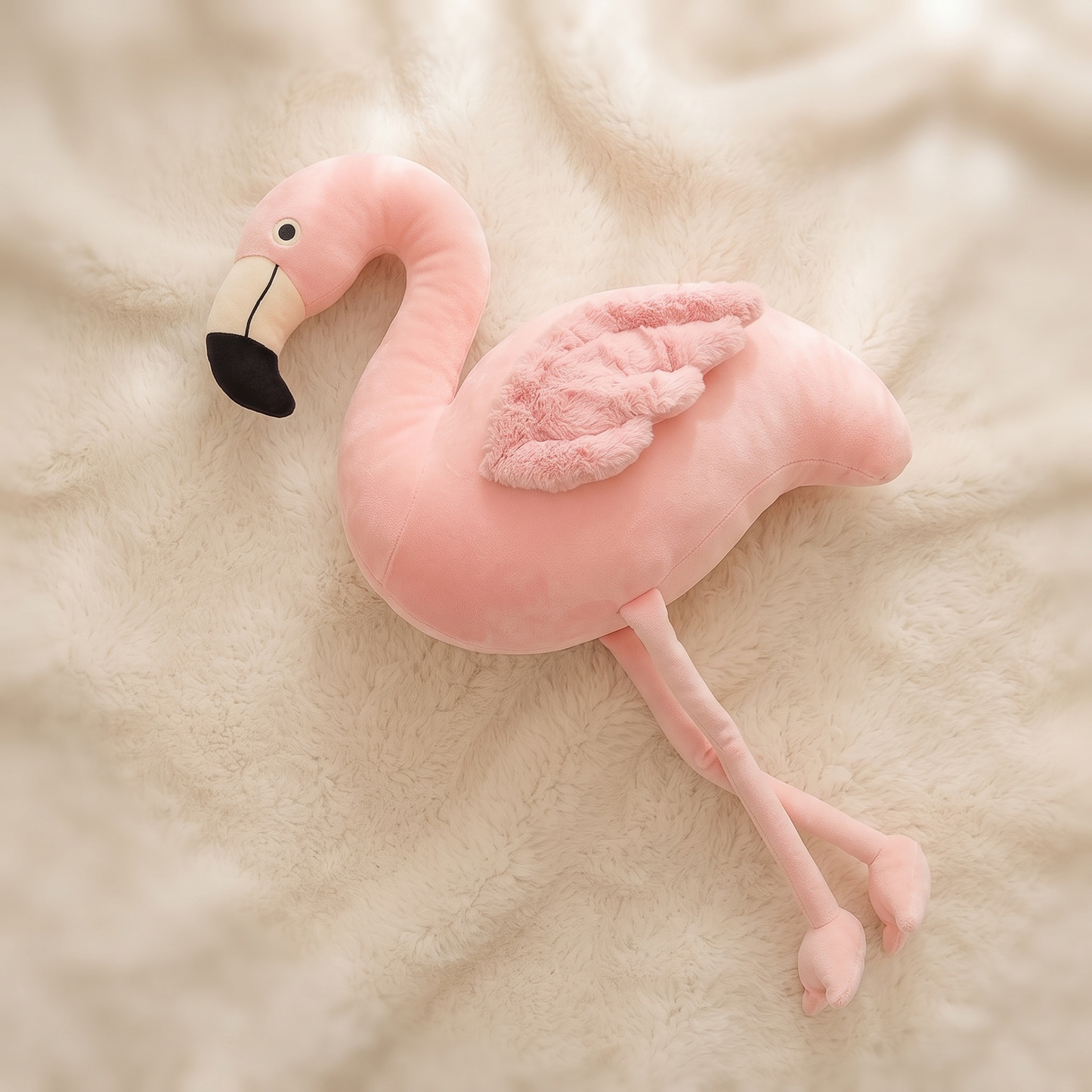 Peluche Flamant Rose Déco Géante - Détail matière