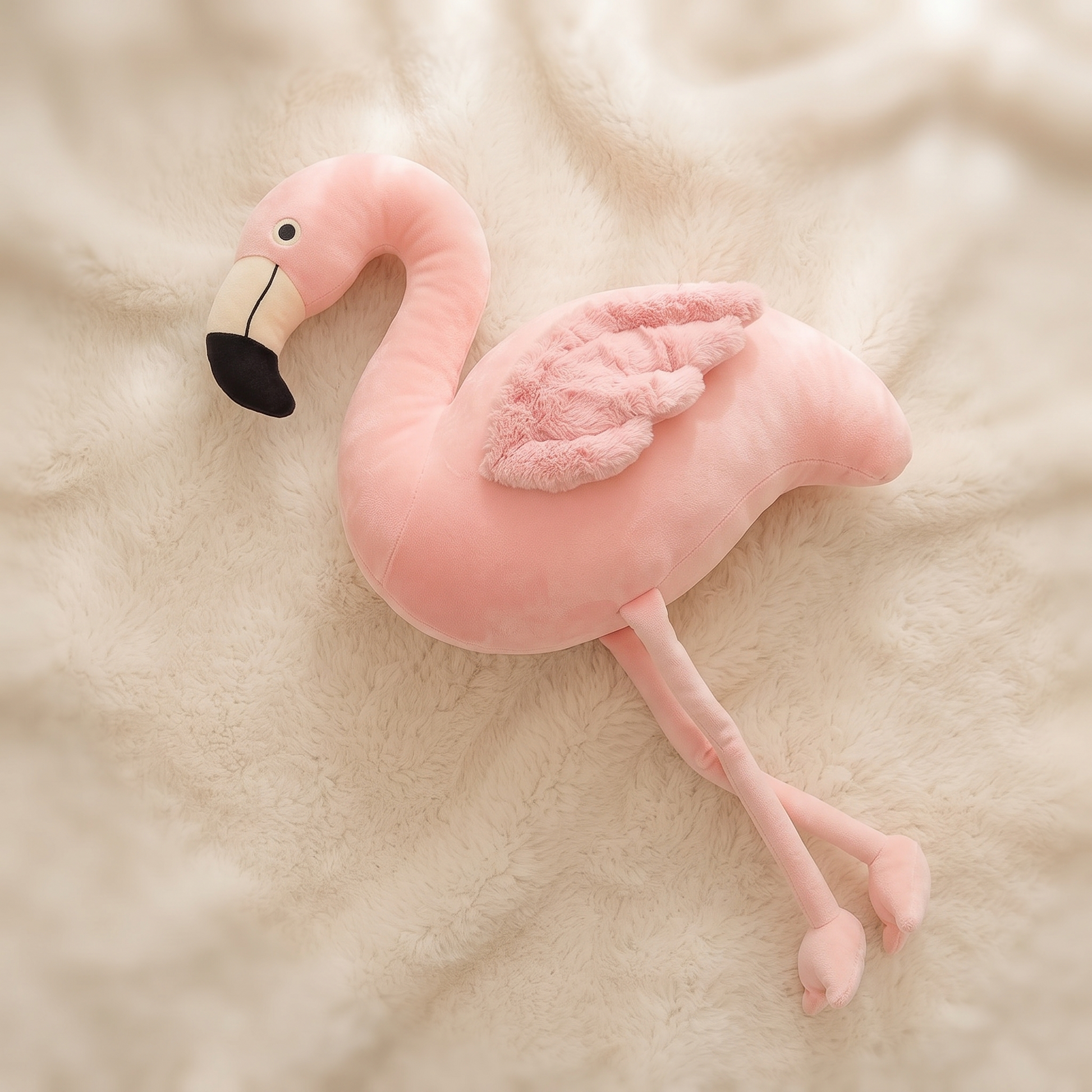 Peluche Flamant Rose Déco Géante - Détail matière