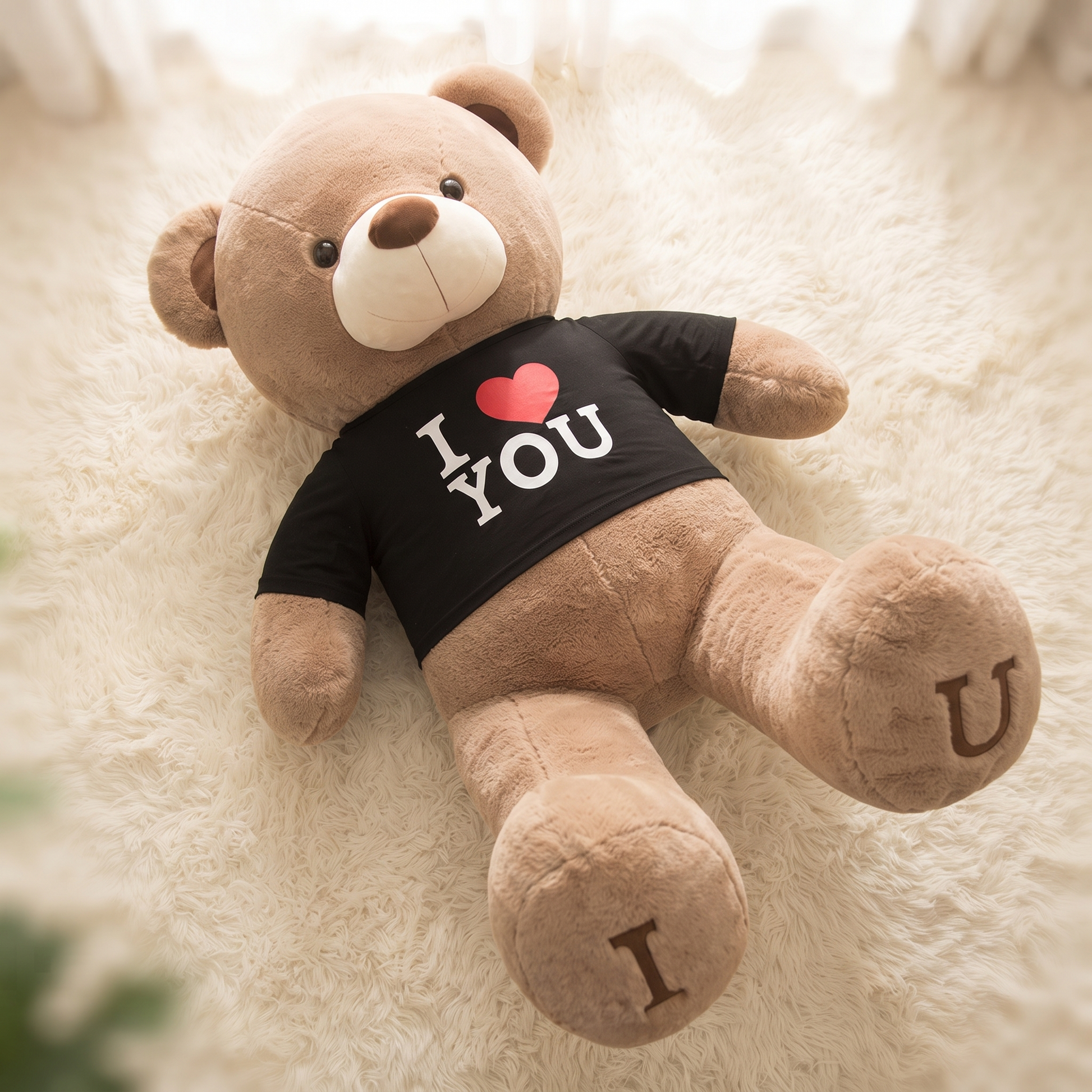 Peluche Géante Ours I Love You - Detail matière