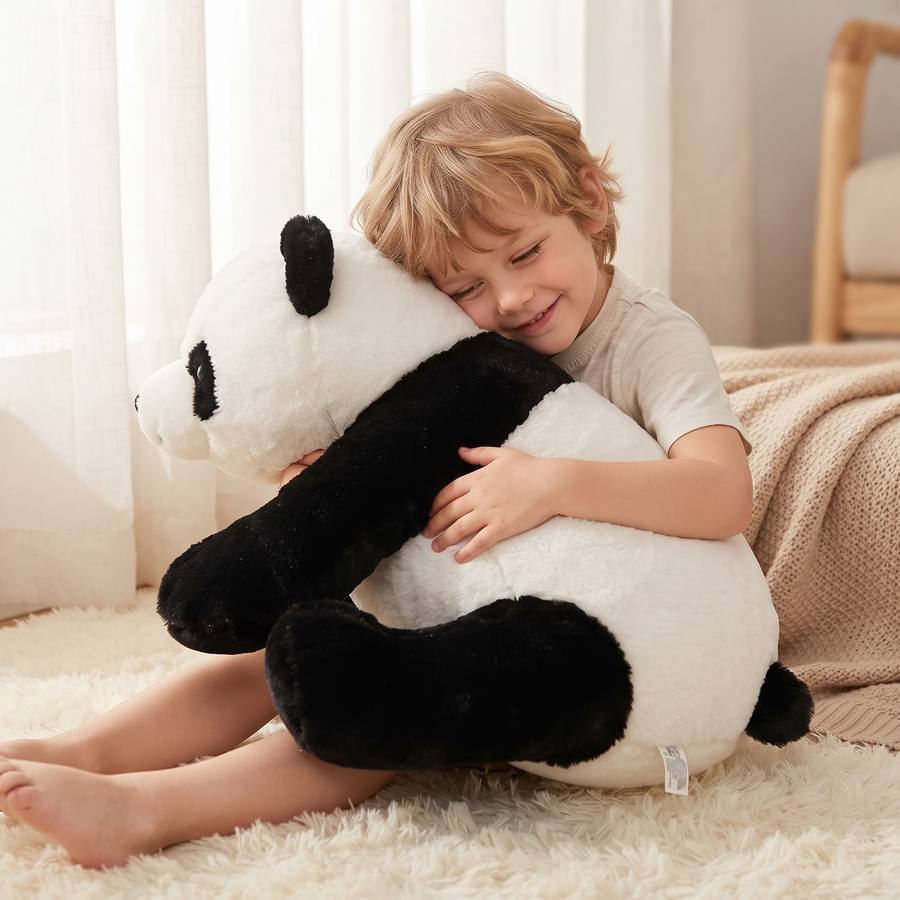 Peluche Géante Panda Noir et Blanc - Utilisation cosy intérieur