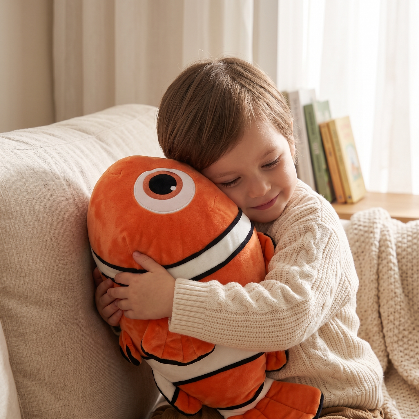 Peluche Géante Poisson-Clown Nemo 50 cm - Utilisation cosy intérieur