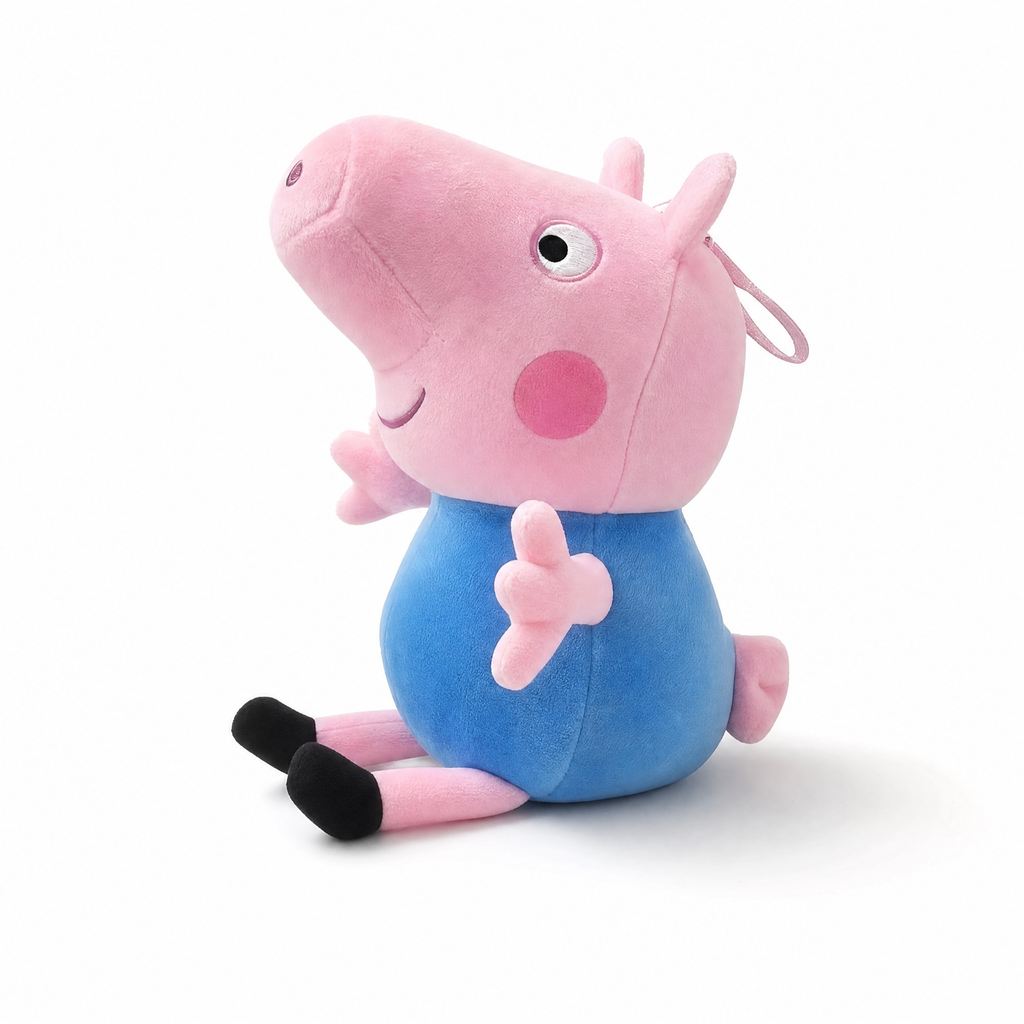 Peluche George Pig 19 cm en Coton Doux - Fond blanc frontal