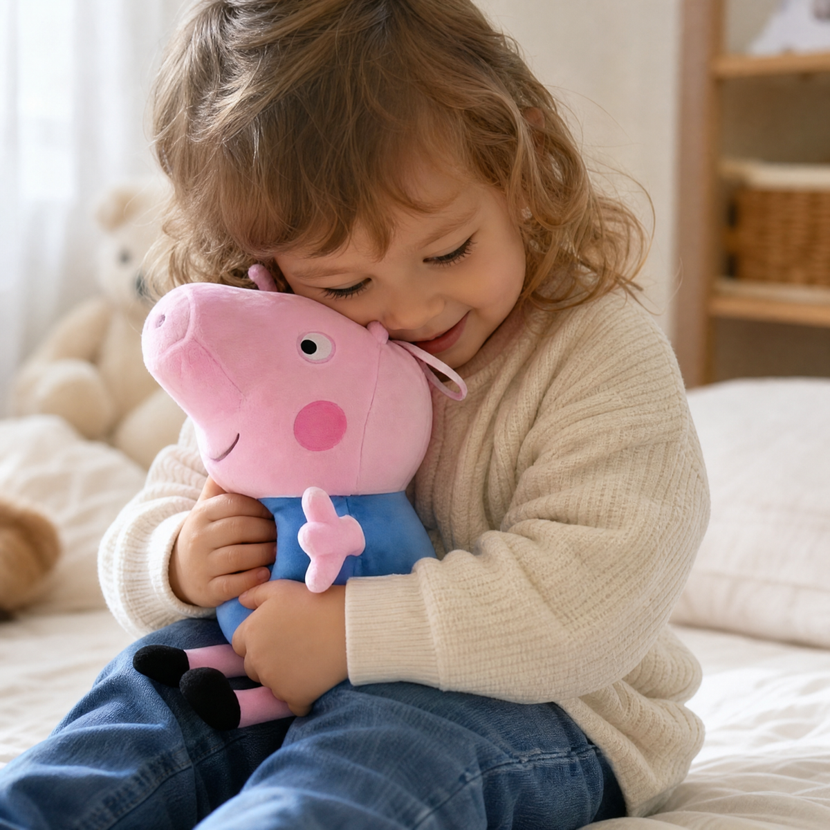 Peluche George Pig 19 cm en Coton Doux - Utilisation cosy intérieur