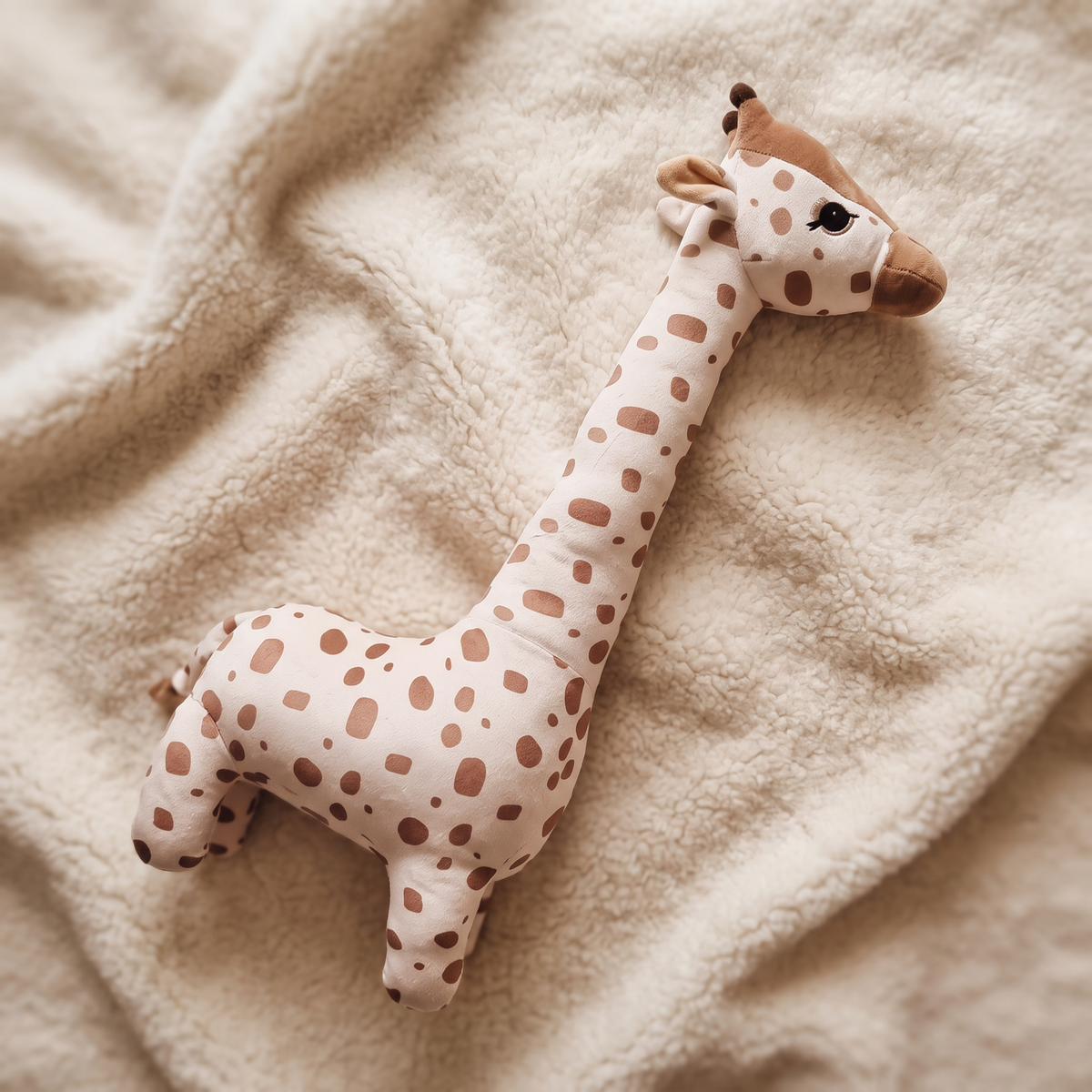 Peluche Girafe Câline 65 cm Coton Rose - Détail matière