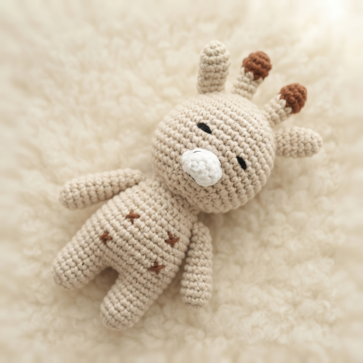 Peluche Girafe Crochet Fait Main Coton - Détail matière