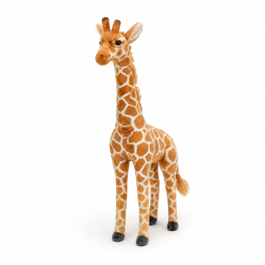 Peluche Girafe Géante Réaliste - Fond blanc frontal