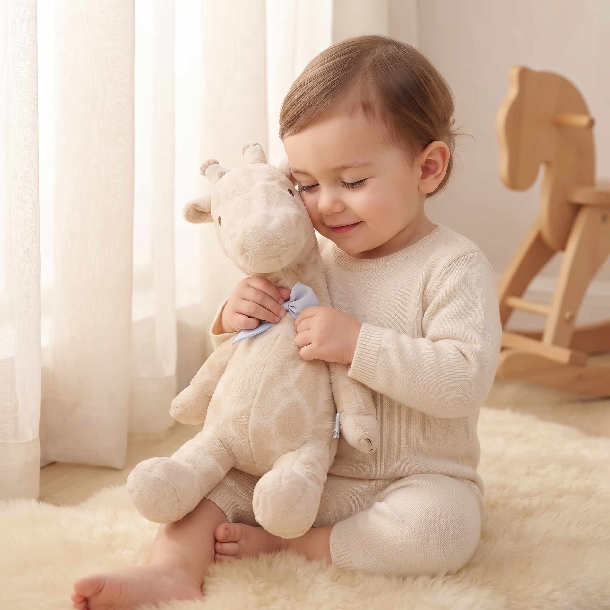 Peluche Girafe Kawaii Beige - Utilisation cosy intérieur