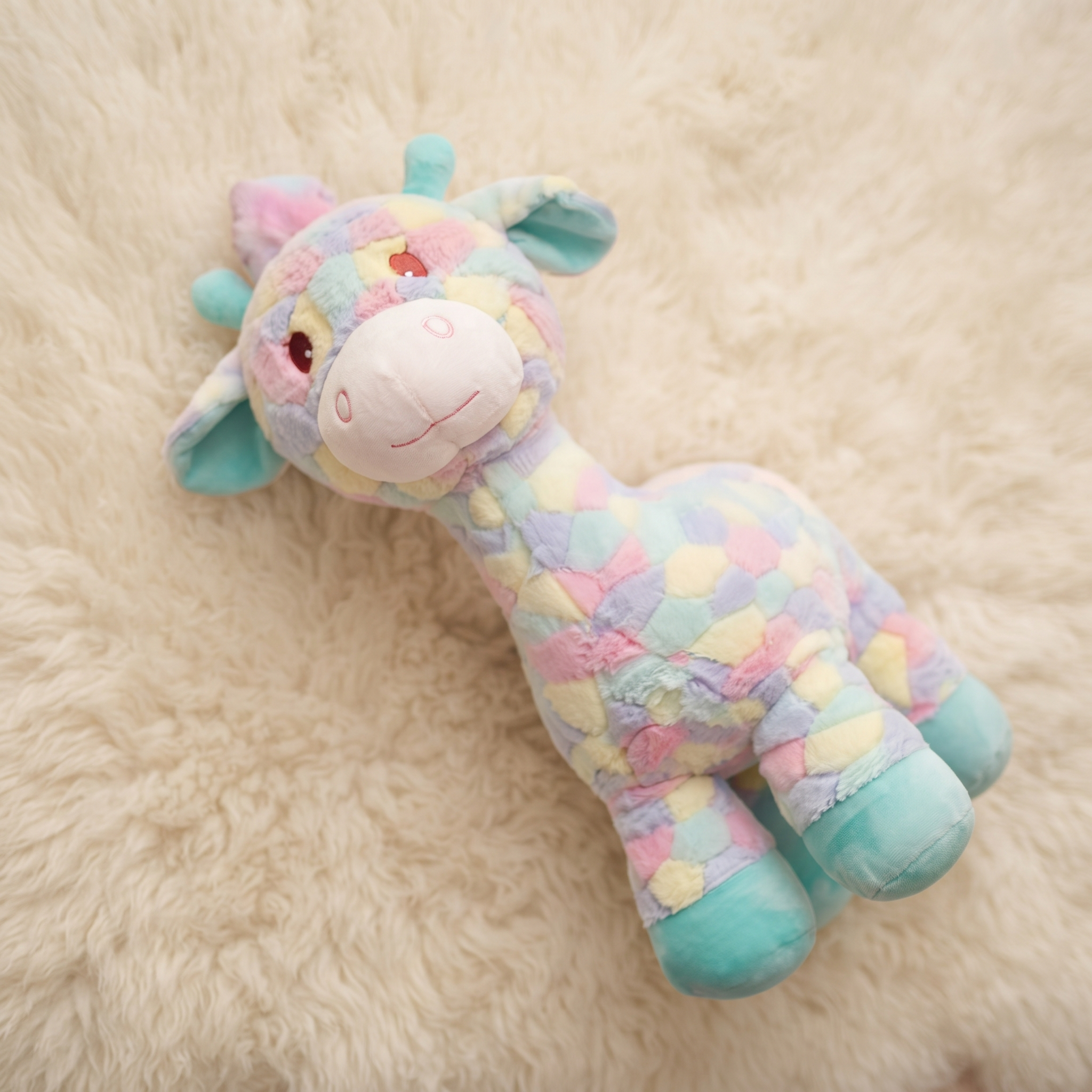 Peluche Girafe Multicolore Arc-en-ciel 30 cm - Détail matière