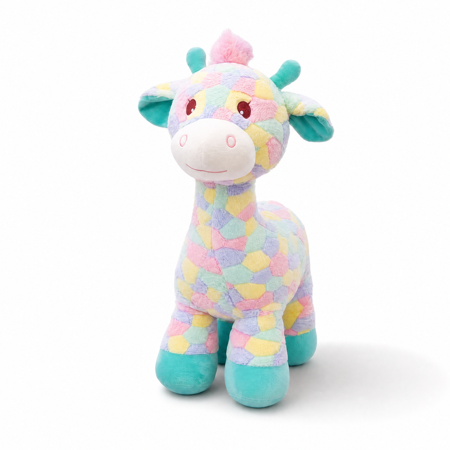 Peluche Girafe Multicolore Arc-en-ciel 30 cm - Fond blanc frontal