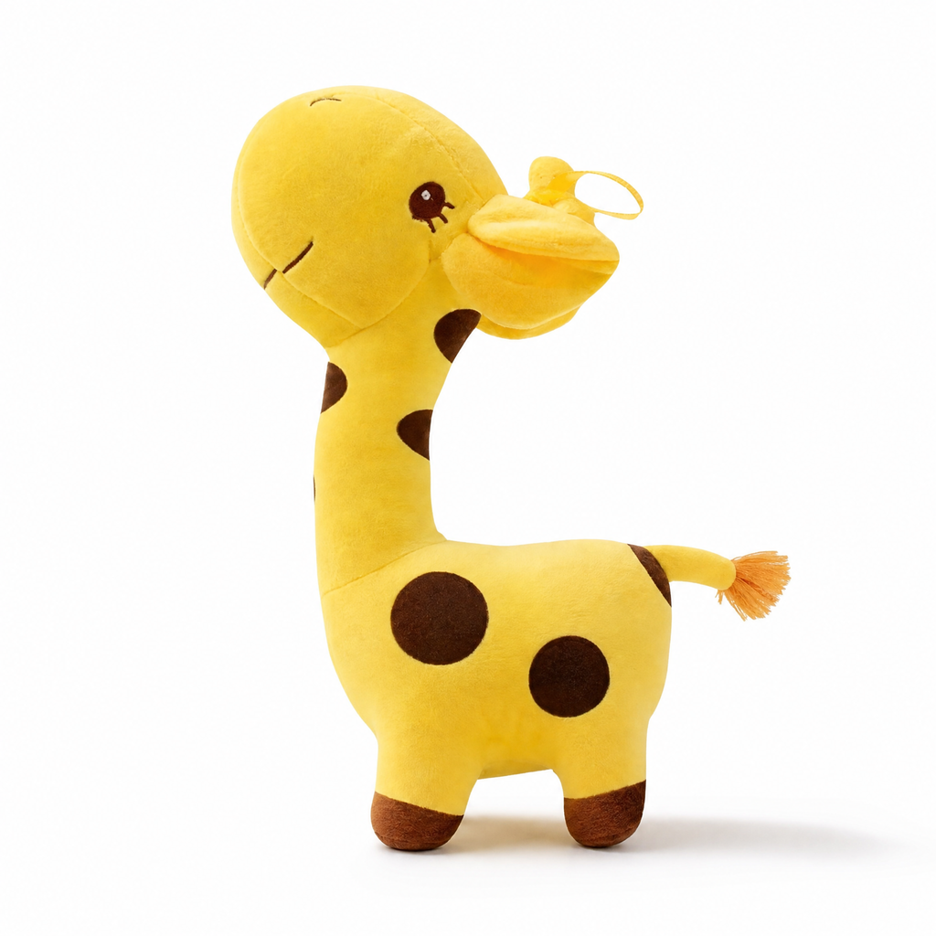 Peluche Girafe Toute Mignonne Jaune - Fond blanc frontal