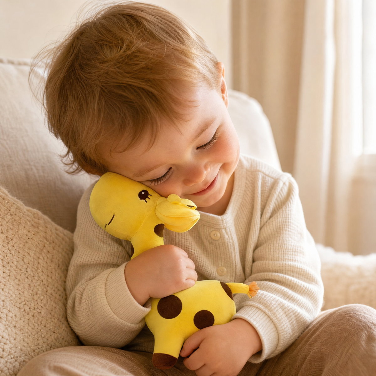 Peluche Girafe Toute Mignonne Jaune - Utilisation cosy intérieur