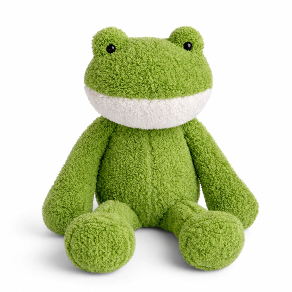 Peluche Grenouille Verte aux Longues Jambes - Fond blanc frontal