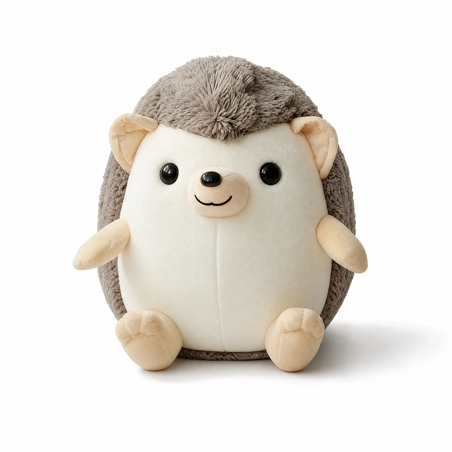 Peluche Hérisson Adorable Marron et Crème - Fond blanc frontal