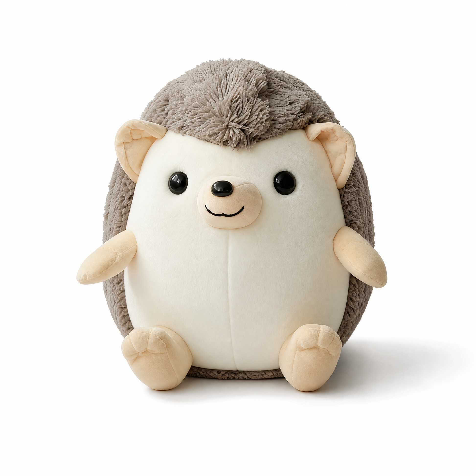 Peluche Hérisson Adorable Marron et Crème - Fond blanc frontal