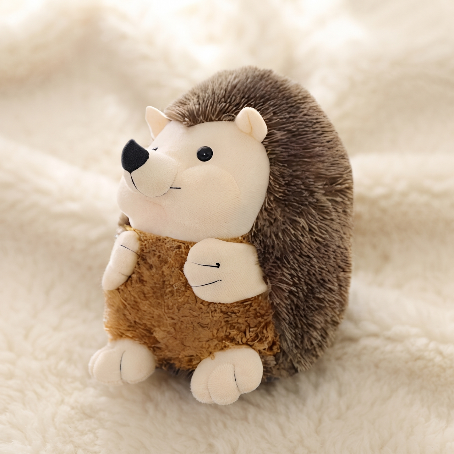 Peluche Hérisson avec Gilet Marron 18cm - Détail matière
