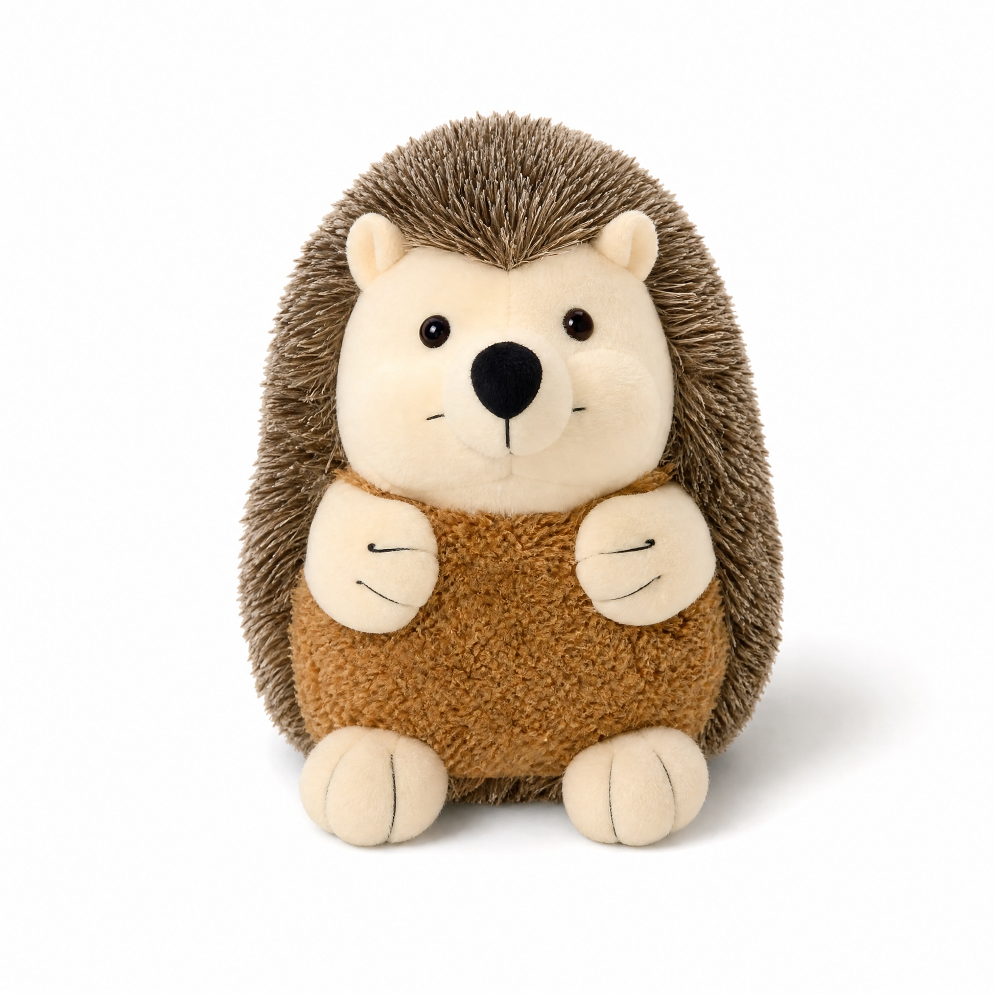 Peluche Hérisson avec Gilet Marron 18cm - Fond blanc frontal