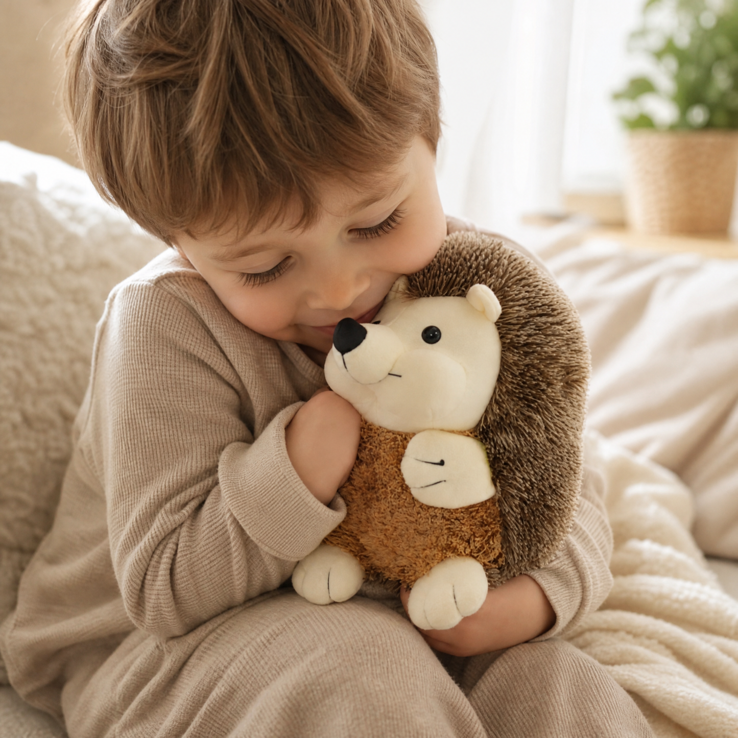 Peluche Hérisson avec Gilet Marron 18cm - Utilisation cosy intérieur