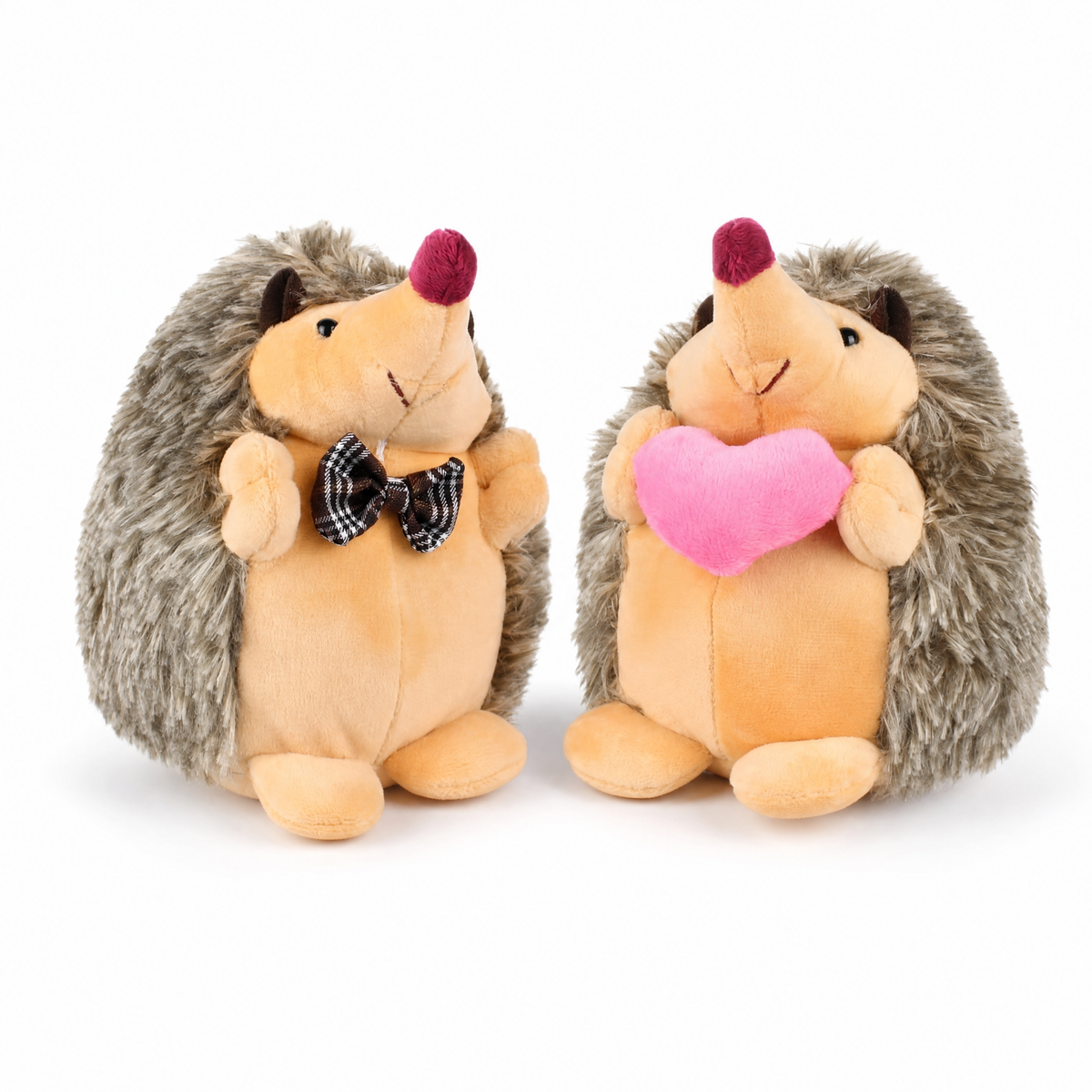 Peluche Hérisson Couple Amoureux - Fond blanc frontal