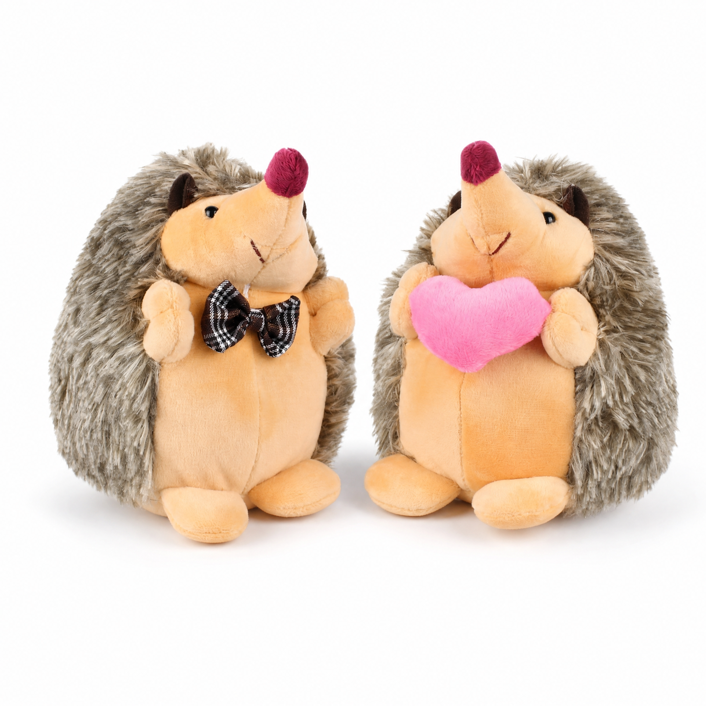 Peluche Hérisson Couple Amoureux - Fond blanc frontal