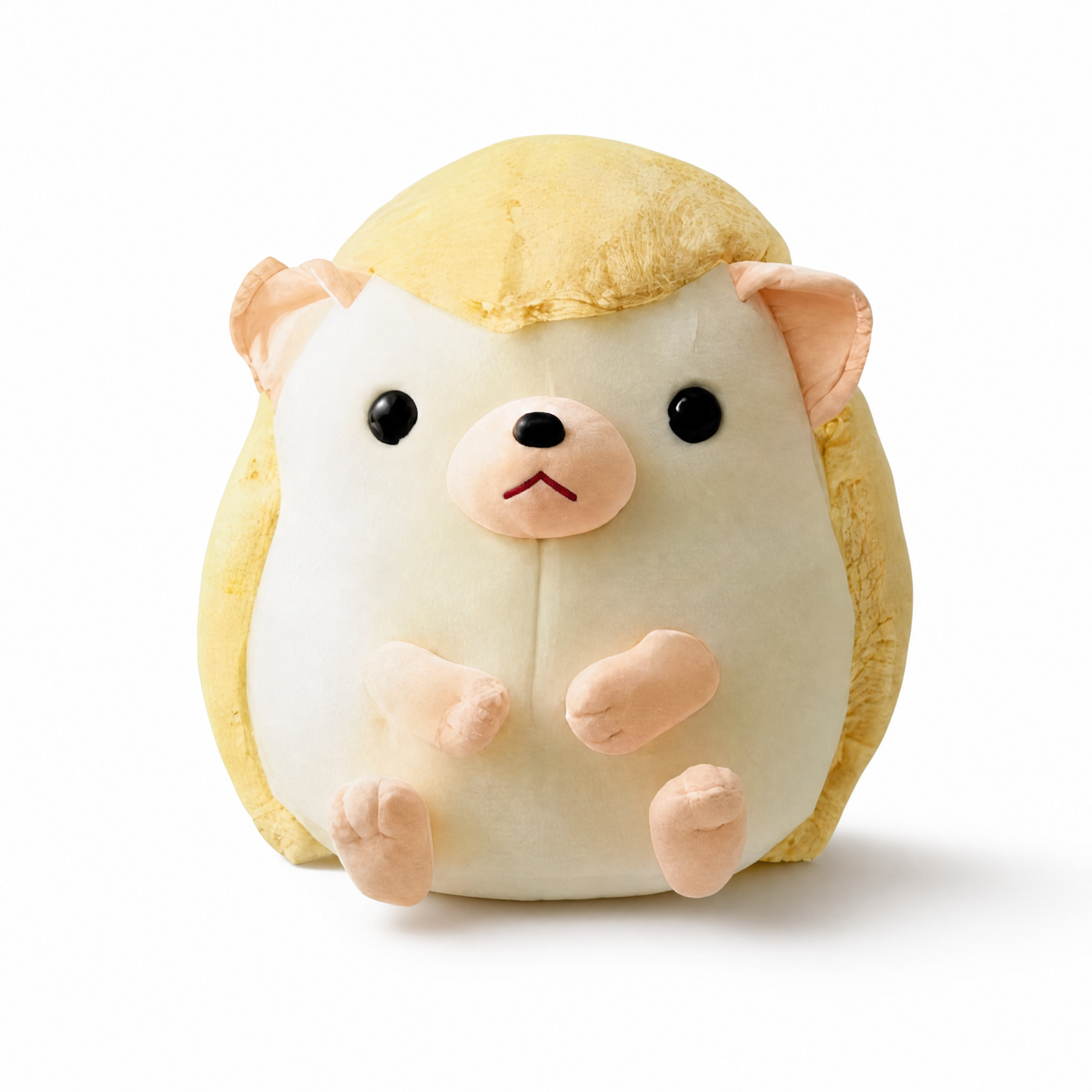 Peluche Hérisson Kawaii Jaune et Beige - Fond blanc frontal