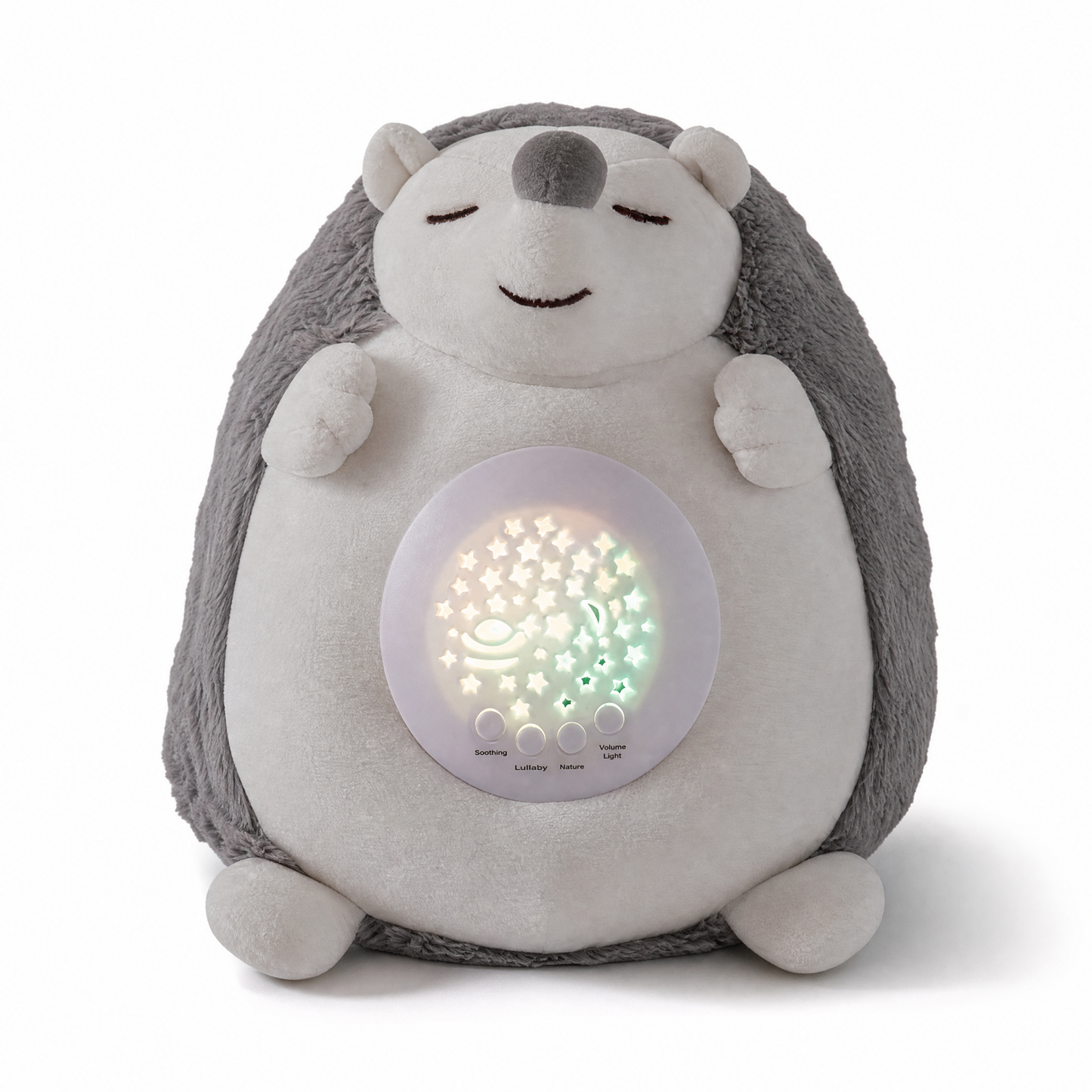 Peluche Hérisson Veilleuse Musicale Ciel Étoilé - Fond blanc frontal