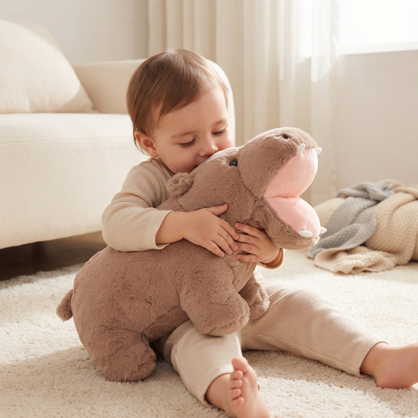 Peluche Hippopotame Bouche Ouverte - Utilisation cosy intérieur