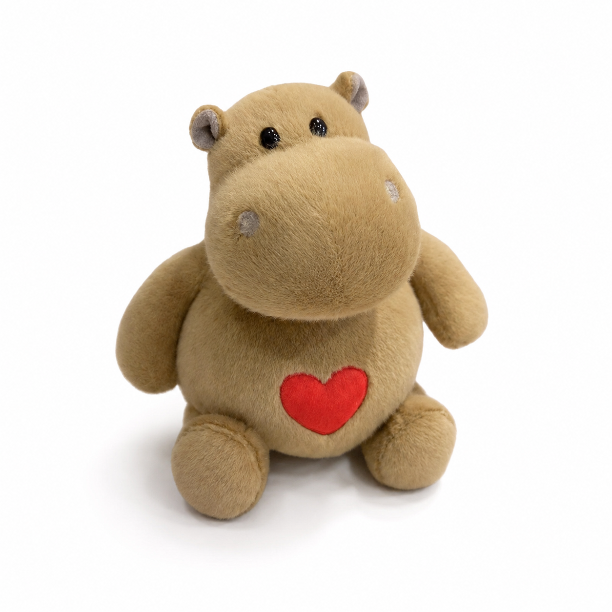 Peluche Hippopotame Cœur Beige ou Gris - 25 cm / Beige · 35 cm / Beige