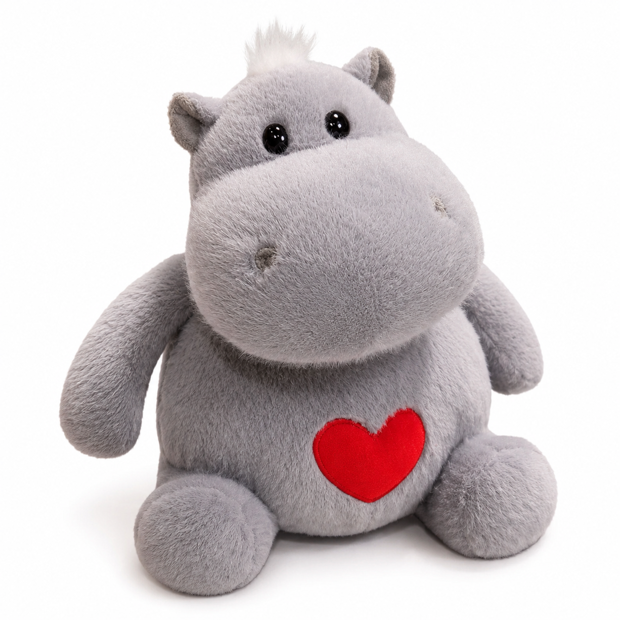 Peluche Hippopotame Cœur Beige ou Gris - 25 cm / Gris · 35 cm / Gris