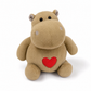 Peluche Hippopotame Cœur Beige ou Gris - Fond blanc frontal