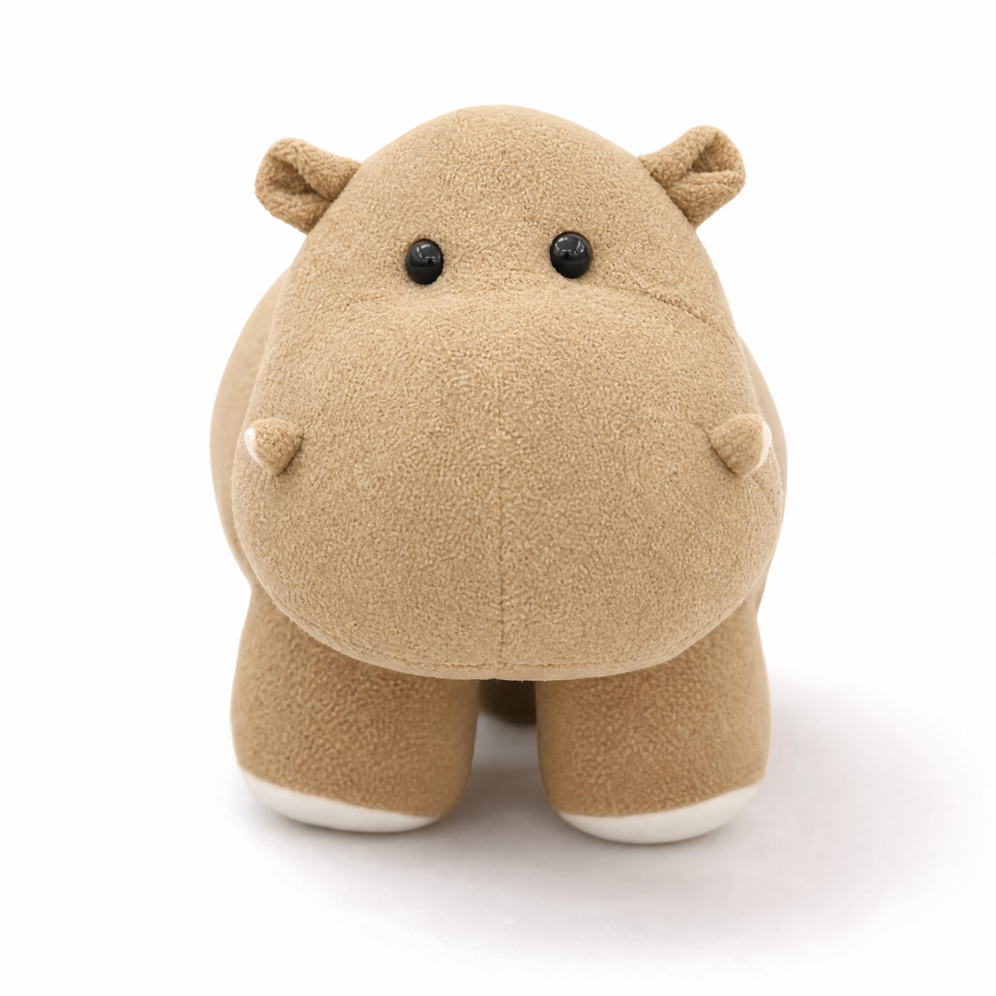 Peluche Hippopotame Debout Beige Quatre Pattes - Fond blanc frontal