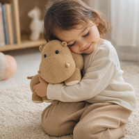 Peluche Hippopotame Debout Beige Quatre Pattes - Utilisation cosy intérieur