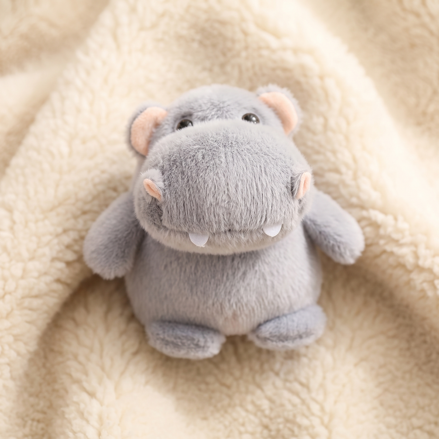 Peluche Hippopotame Grise en Trois Tailles - Détail matière