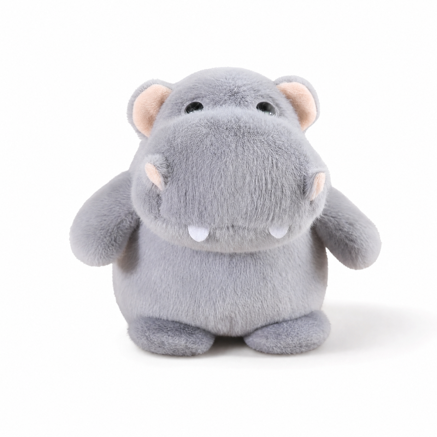 Peluche Hippopotame Grise en Trois Tailles - Fond blanc frontal