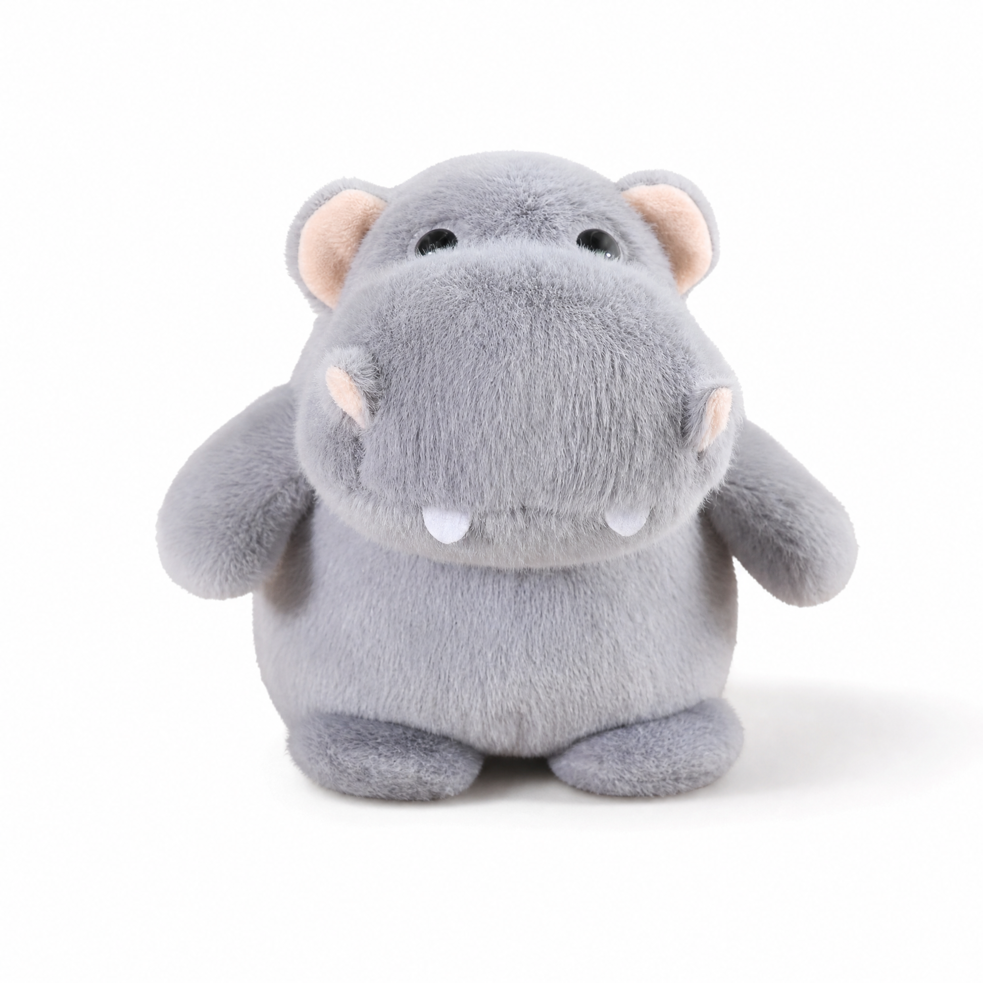 Peluche Hippopotame Grise en Trois Tailles - Fond blanc frontal