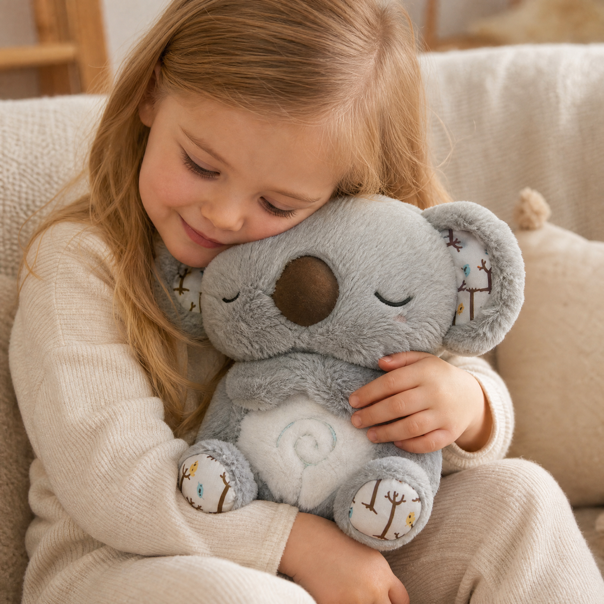 Peluche Koala Apaisante qui Respire avec Musique - Utilisation cosy intérieur