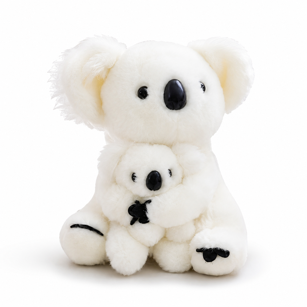 Peluche Koala avec Bébé 28cm - Blanc