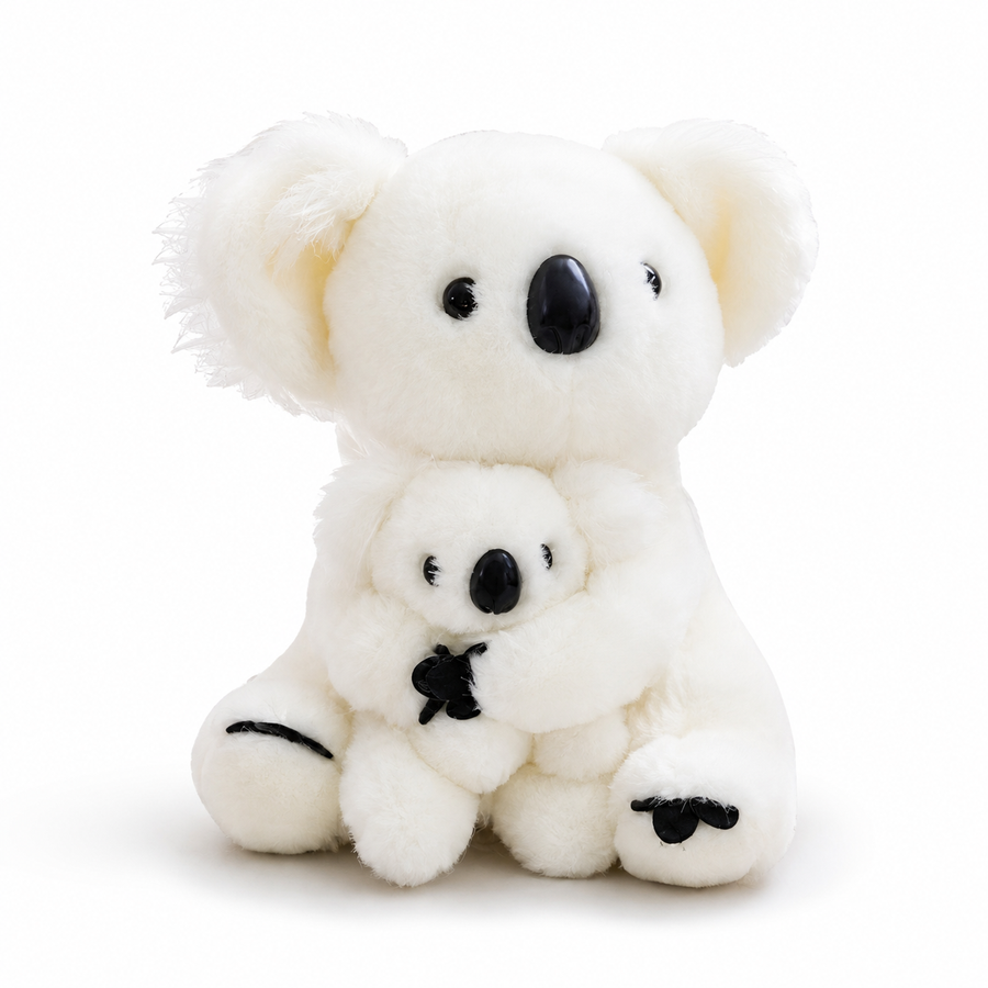Peluche Koala avec Bébé 28cm - Blanc