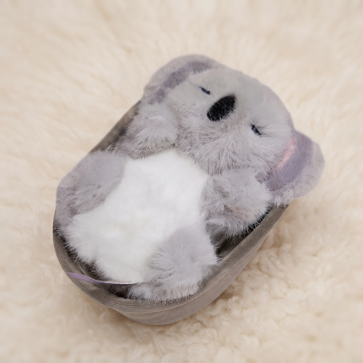 Peluche Koala Douce Grise 18cm - Détail matière
