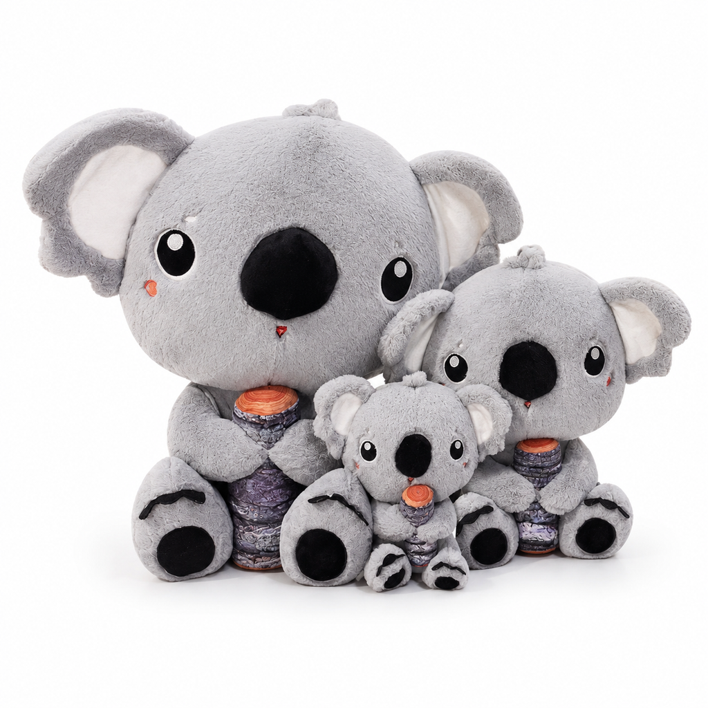 Peluche Koala Gris avec Bambou - 28cm · 43cm · 68cm