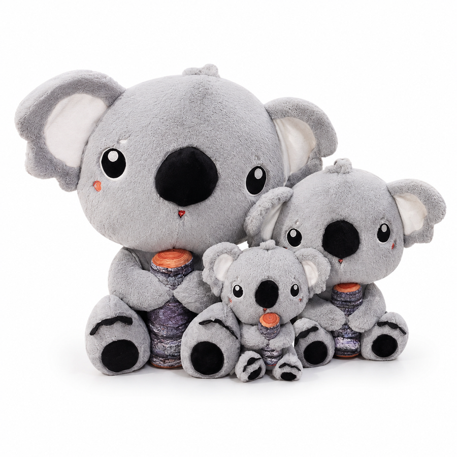 Peluche Koala Gris avec Bambou - 28cm · 43cm · 68cm