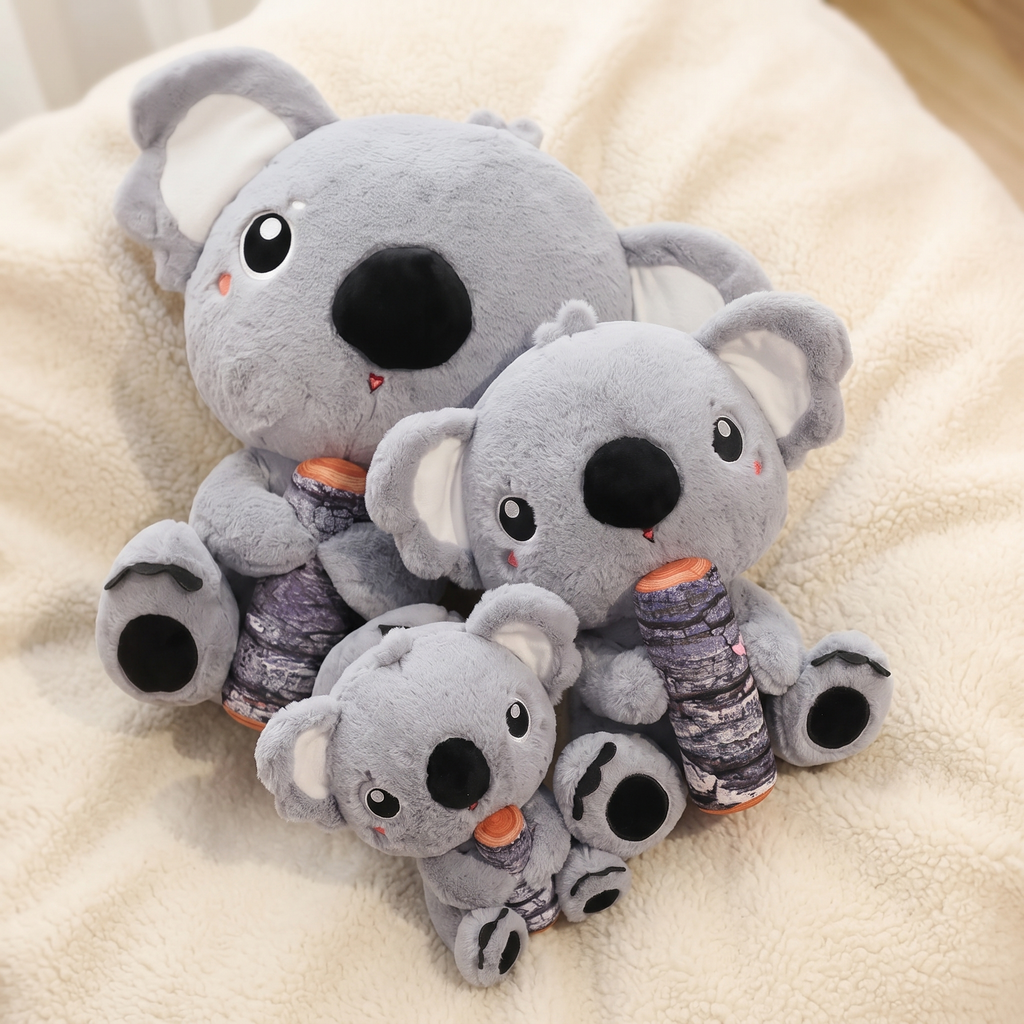Peluche Koala Gris avec Bambou - Détail matière